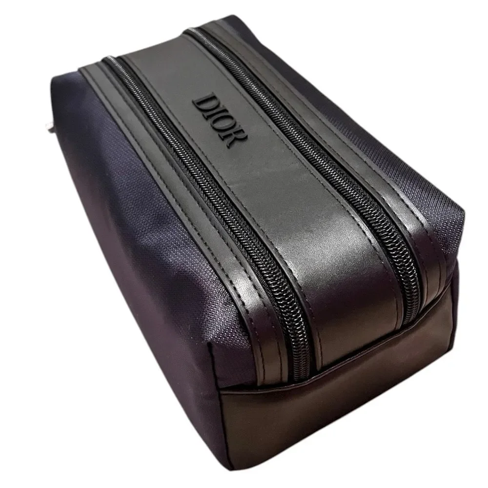 Dior GWP Men Black Blue Double Zipper Travel Pouch - Picture 5 of 8